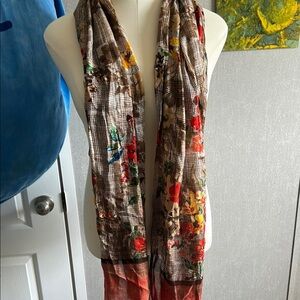 Talbots Red and Brown Scarf